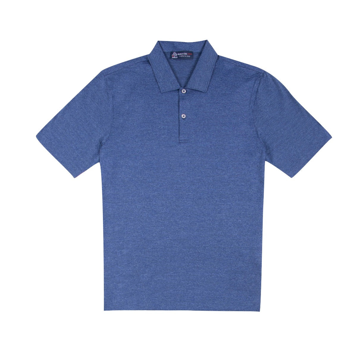 Navy 100% Cotton Fine-Stripe Polo  Robert Old   