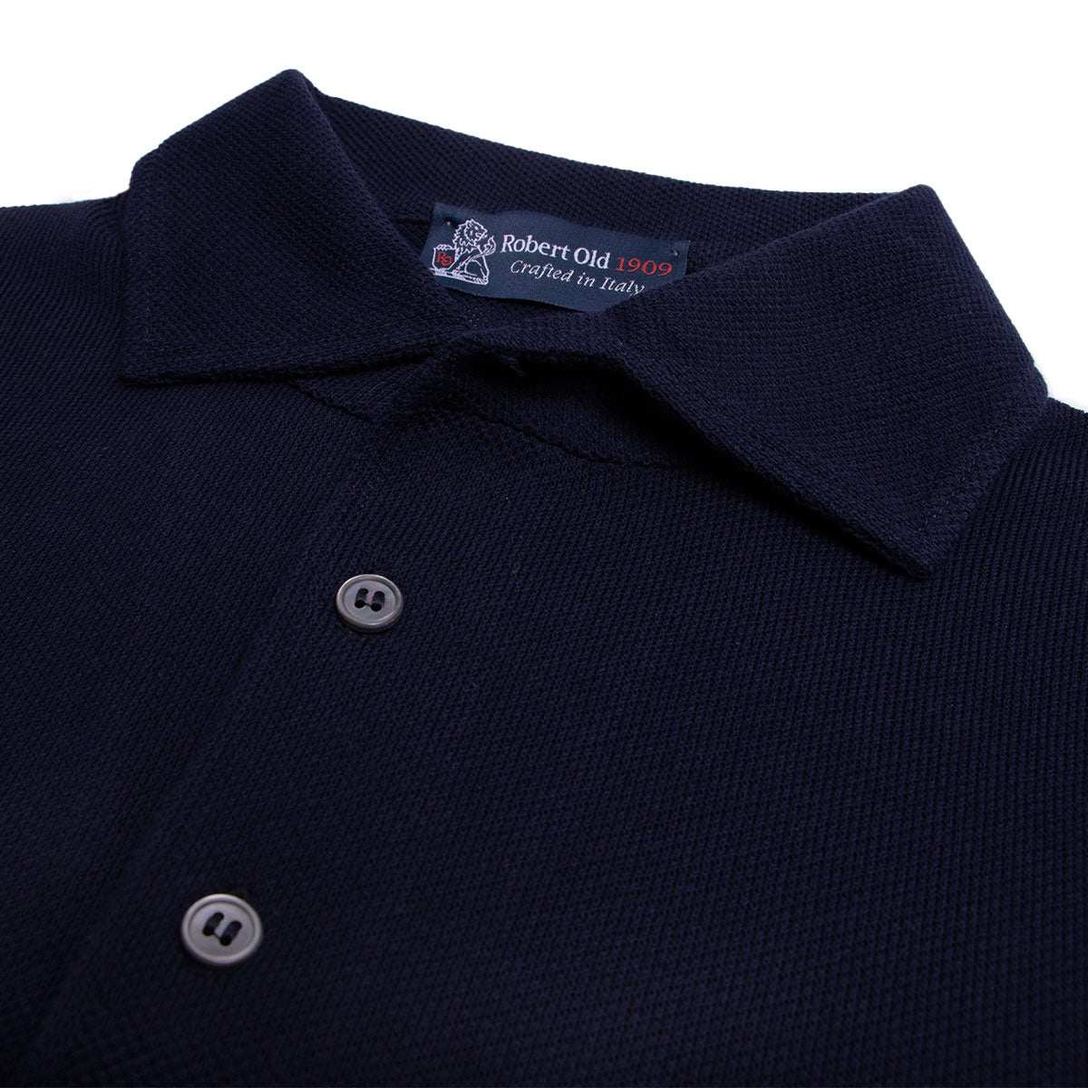 Navy Knit Short Sleeve Polo Sweater S/S POLOS Robert Old   