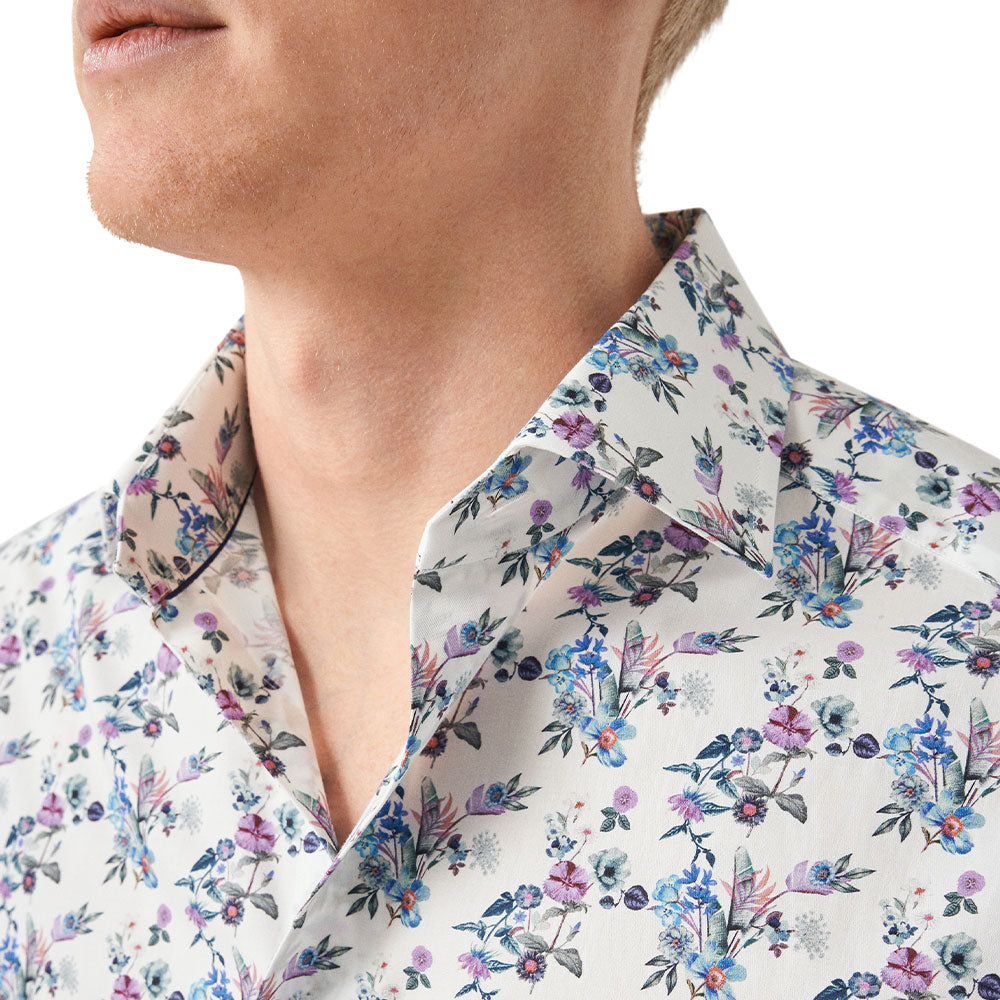 Light Blue Floral Twill Slim Fit Shirt  Eton   