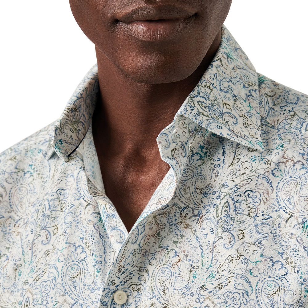 Green Paisley Cotton-TENCEL™ Contemporary Fit Shirt  Eton   