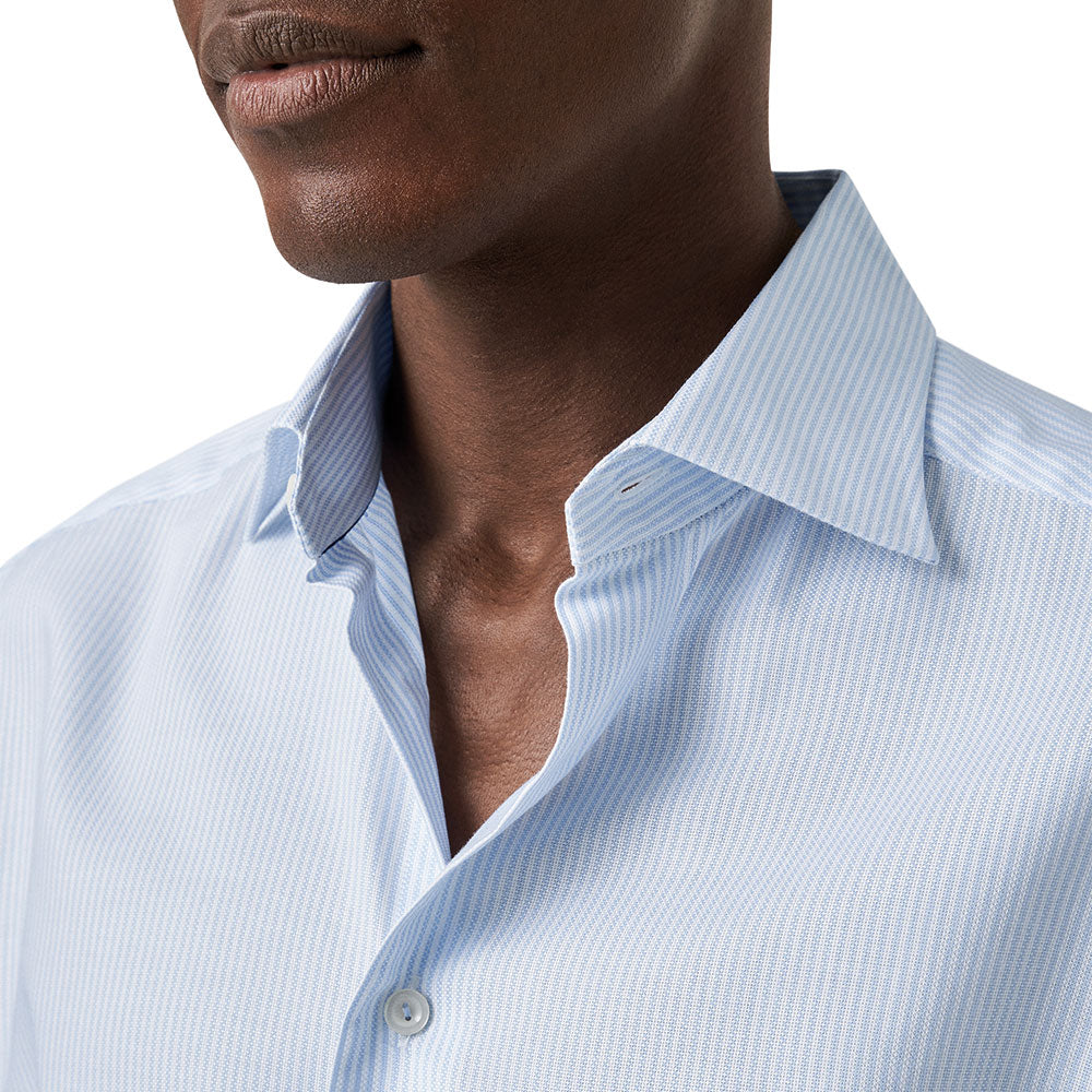 Light Blue Striped Oxford Cotton-Tencel™ Shirt  Eton   