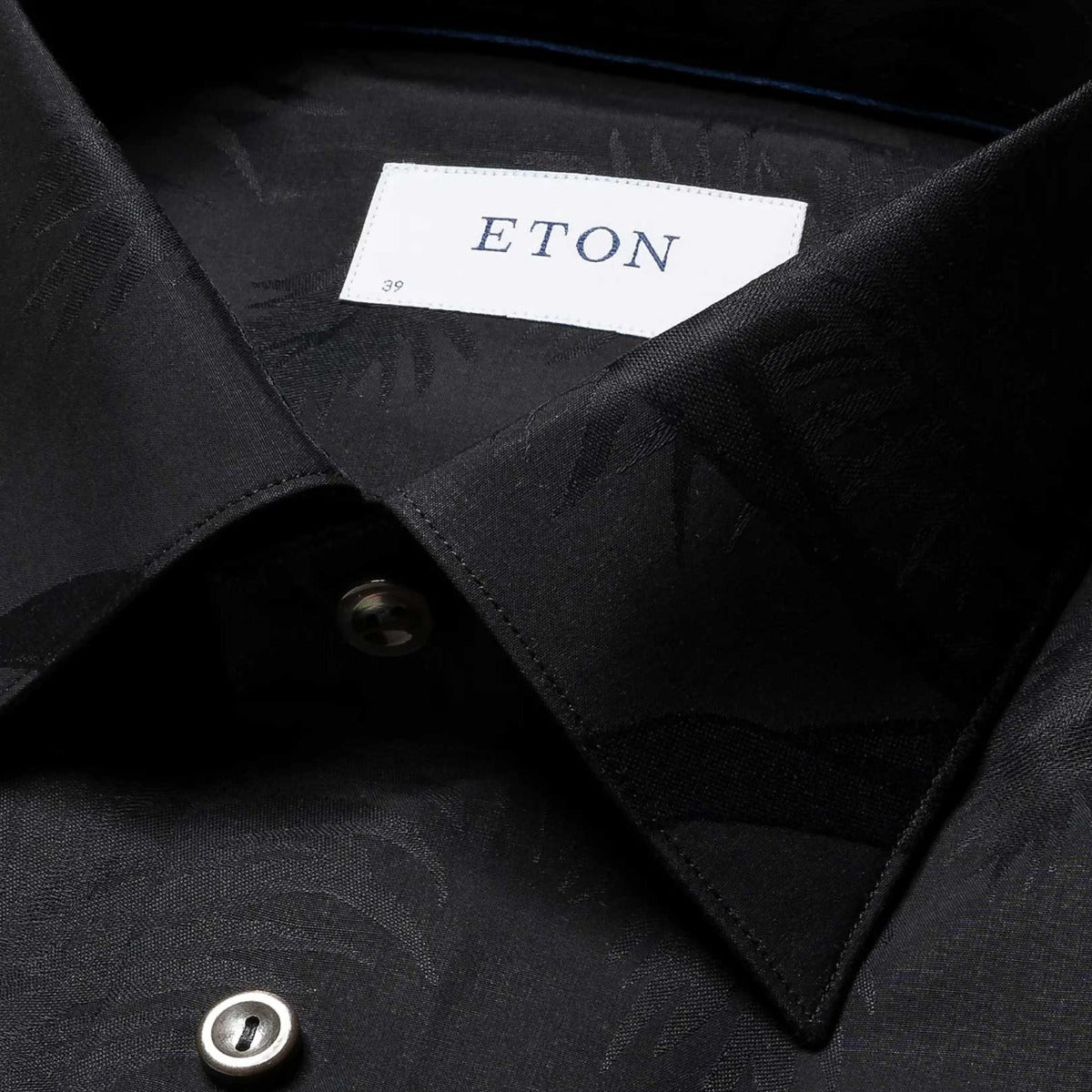 Black Floral Print Jacquard Long Sleeve Shirt  Eton   