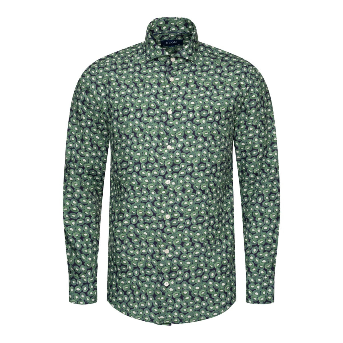 Green Kiwi Print Linen Shirt L/S SHIRTS Eton   