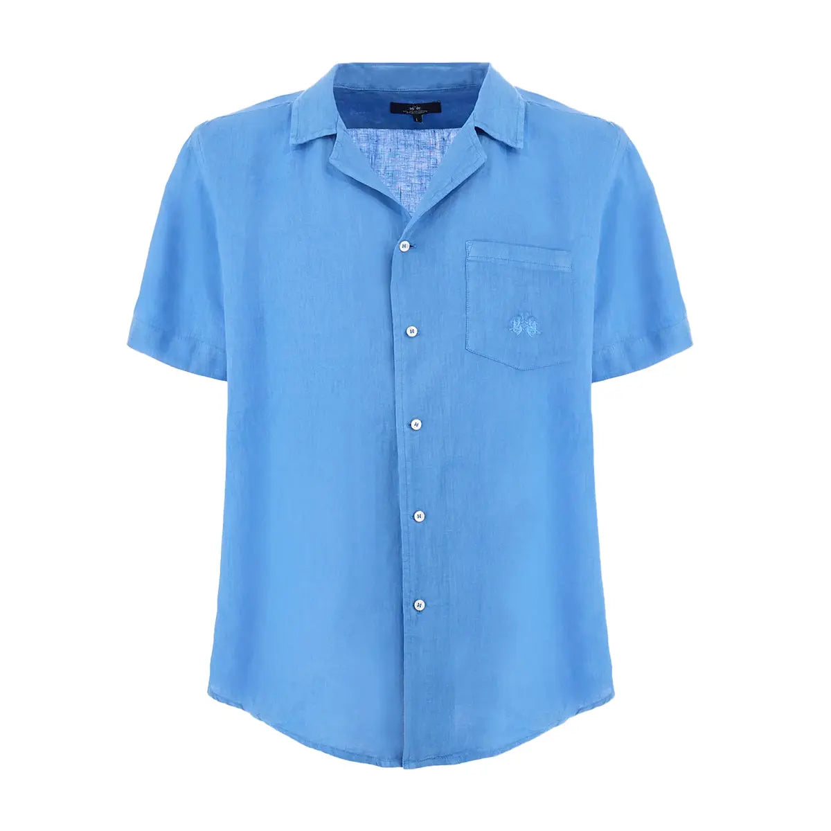 Campanula Blue Linen Short-sleeved Shirt S/S SHIRTS La Martina   