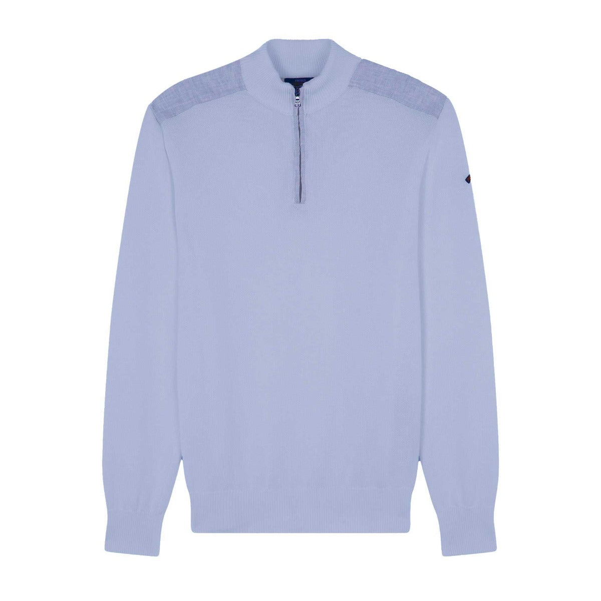 Light Blue Cotton Quarter Zip Neck Jumper Zip Neck Paul &amp; Shark   