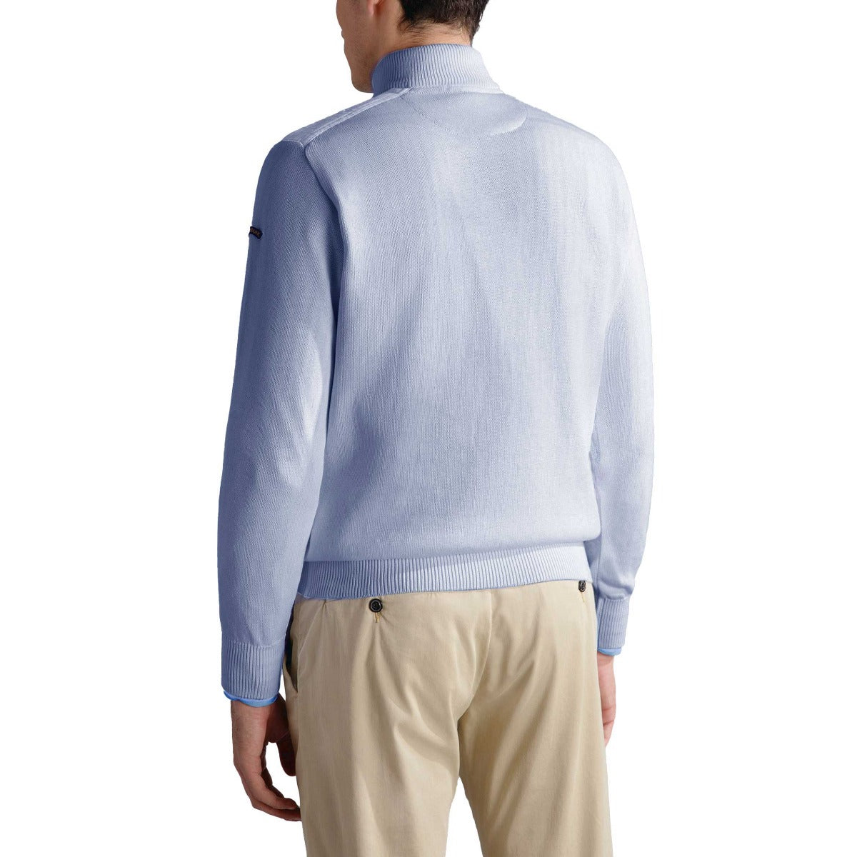 Light Blue Cotton Quarter Zip Neck Jumper Zip Neck Paul &amp; Shark   