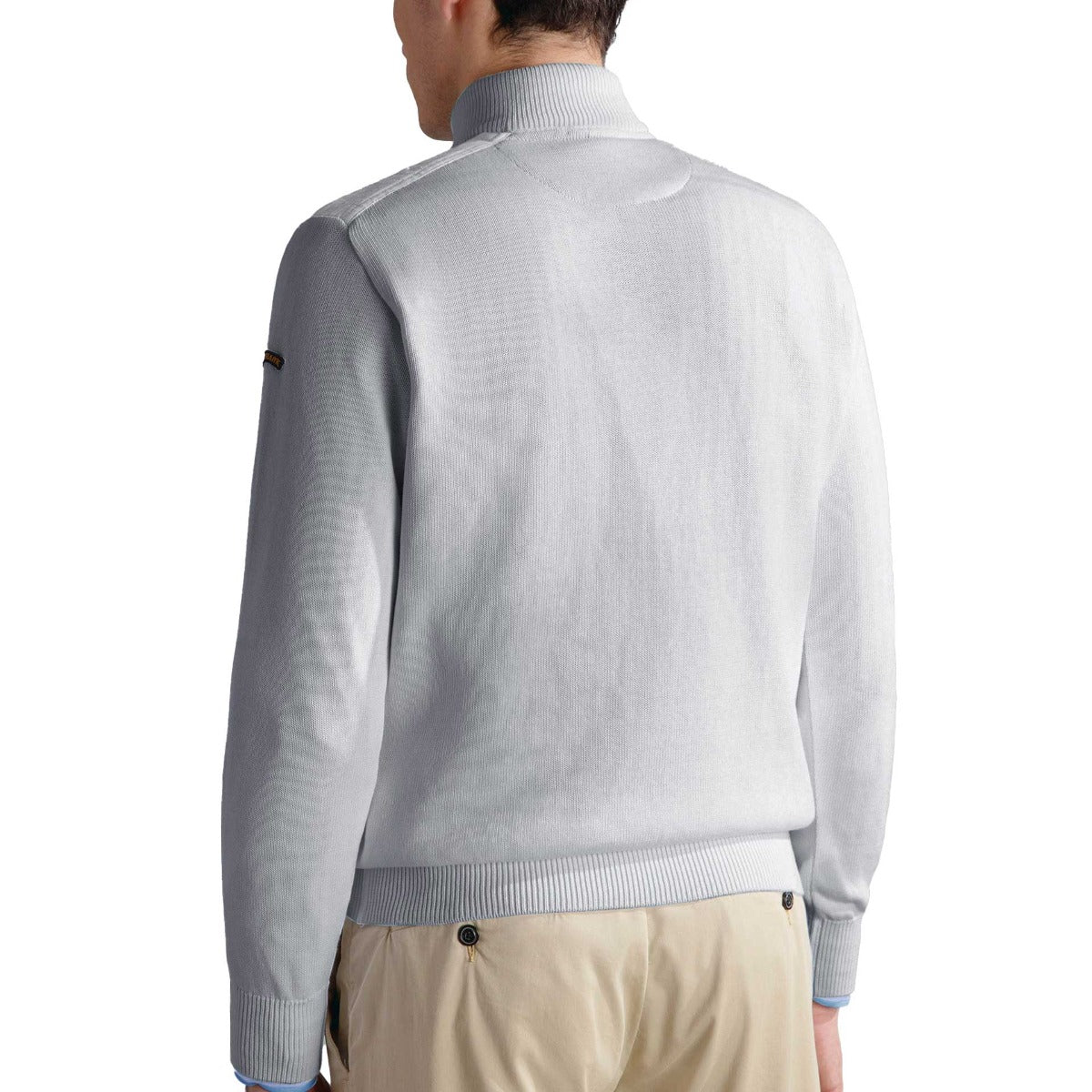 Grey Cotton Quarter Zip Neck Jumper Zip Neck Paul & Shark   