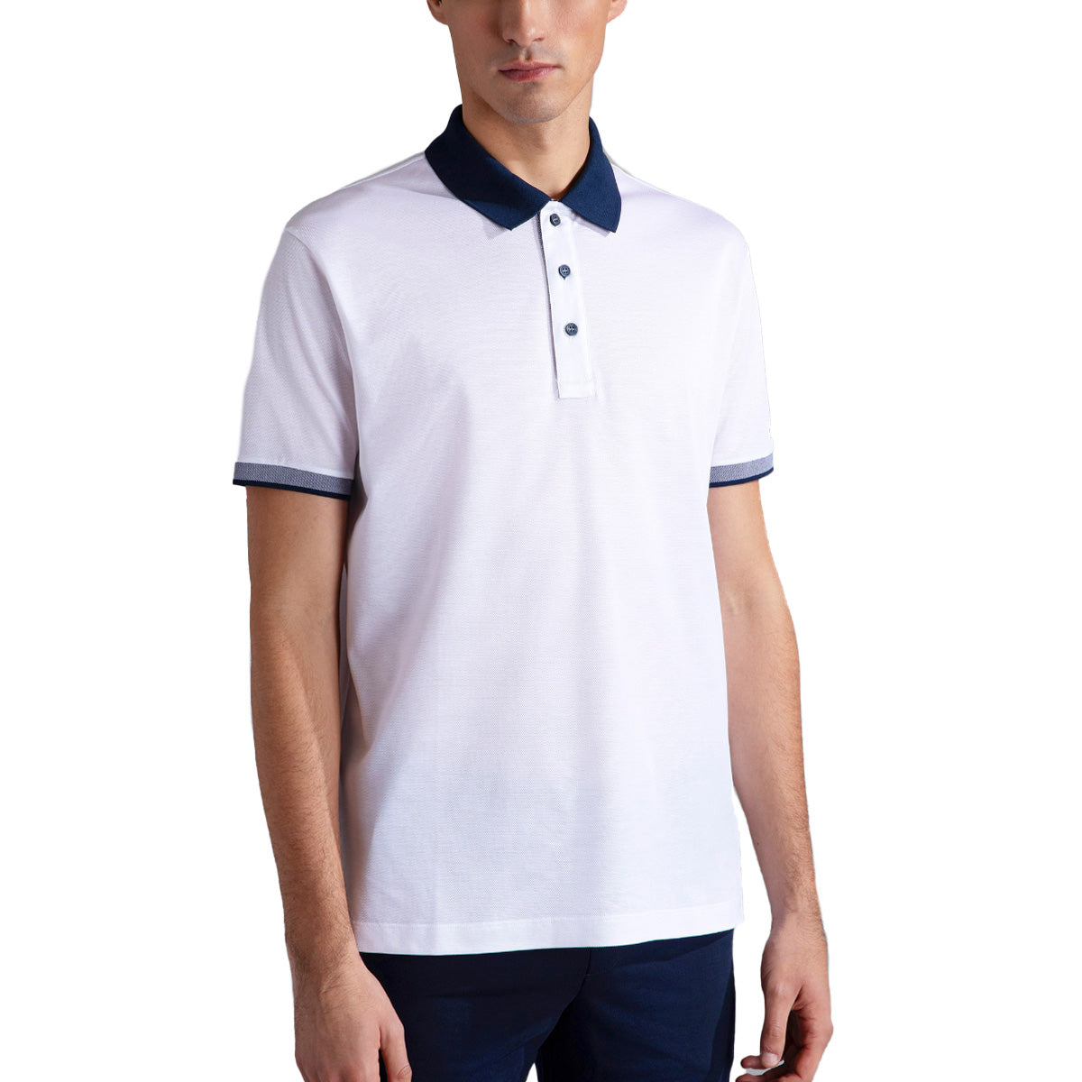 White Tricolour Detail Piqué Polo S/S POLOS Paul & Shark   