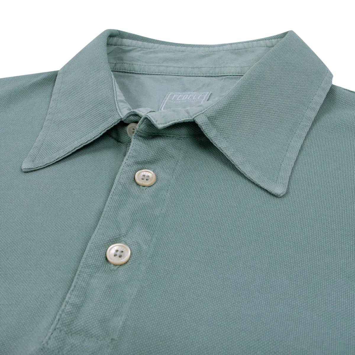 Cotton Piqué Polo Shirt Green S/S POLOS FEDELI   