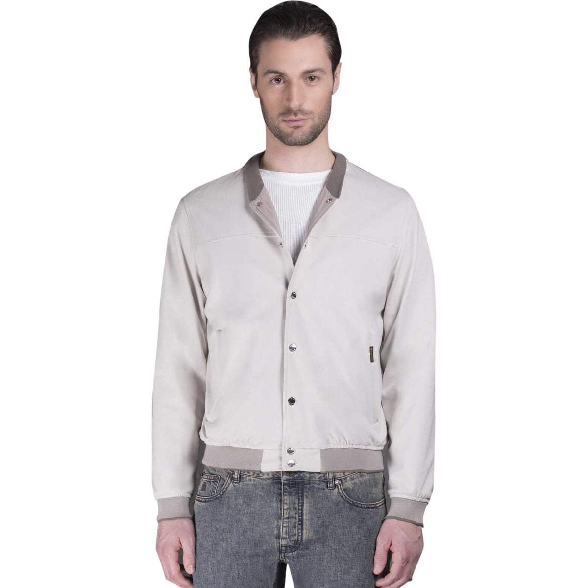 Ivory 'Darren' Lightweight Bomber Jacket  Moorer   