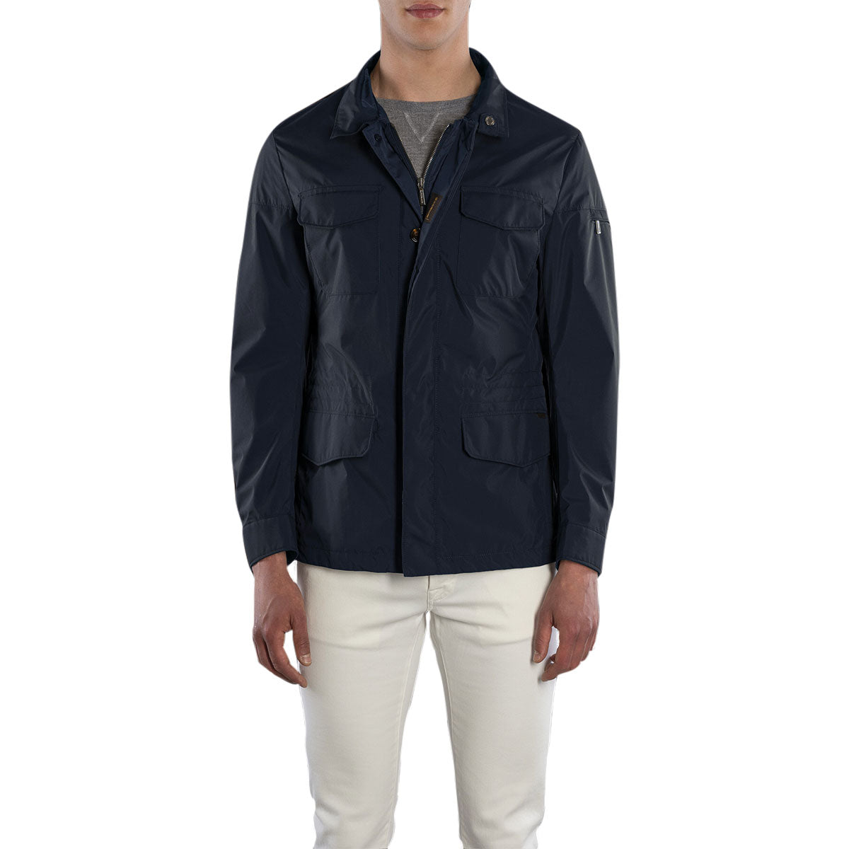 Navy 'Ezio' Lightweight Water Repellent Coat  Moorer   