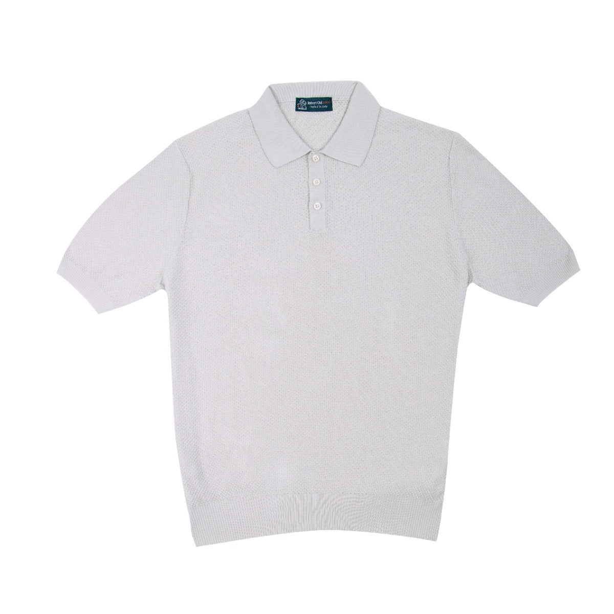 Light Grey 100% Cotton Knit Polo Shirt  Robert Old   