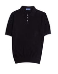 Black 100% Cotton Knit Short Sleeve Polo Shirt S/S POLOS Robert Old   