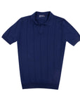 Navy 100% Cotton Wide-Ribbed Polo Shirt  Robert Old   