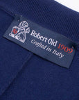 Navy 100% Cotton Wide-Ribbed Polo Shirt  Robert Old   