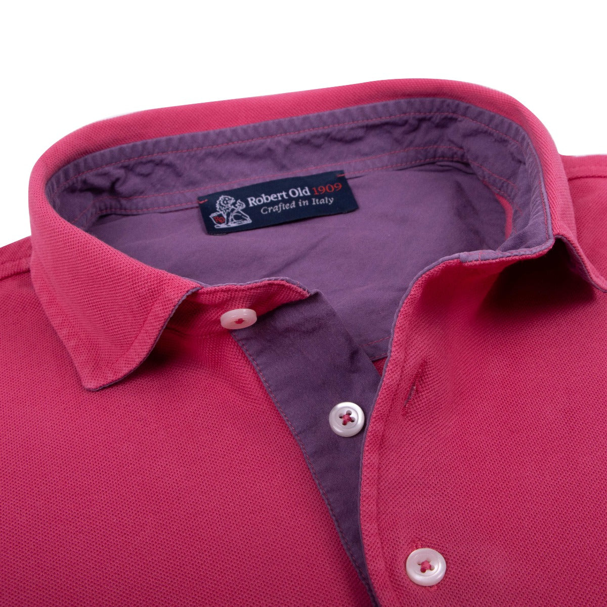 Raspberry Red 100% Cotton Short Sleeve Polo Shirt  Robert Old   