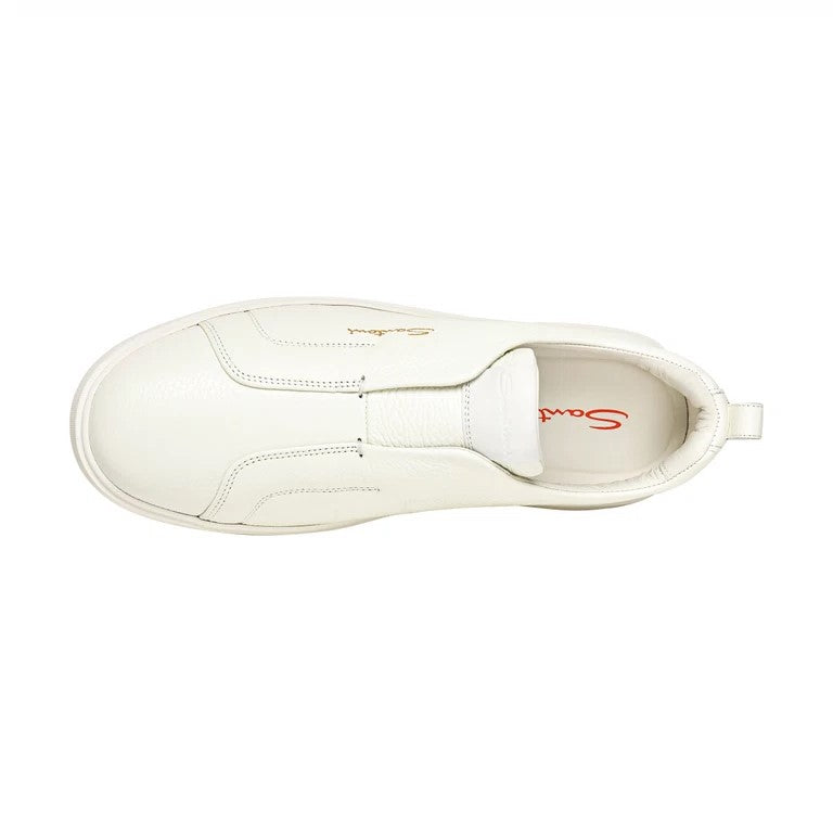 White Tumbled Leather Slip-on Sneaker Sneaker Santoni   