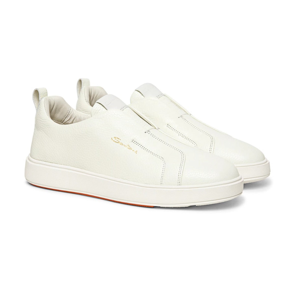 White Tumbled Leather Slip-on Sneaker Sneaker Santoni   