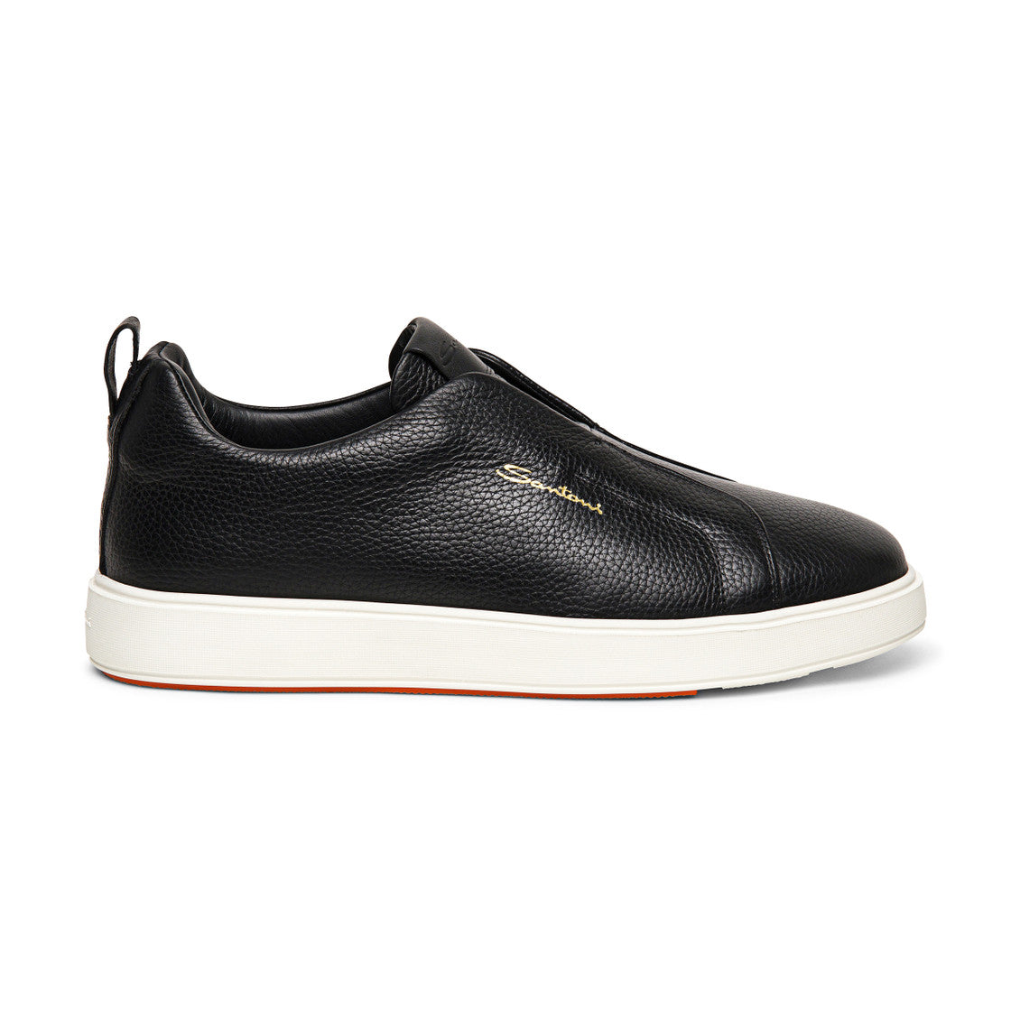 Black Tumbled Leather Slip-On Sneaker Sneaker Santoni   