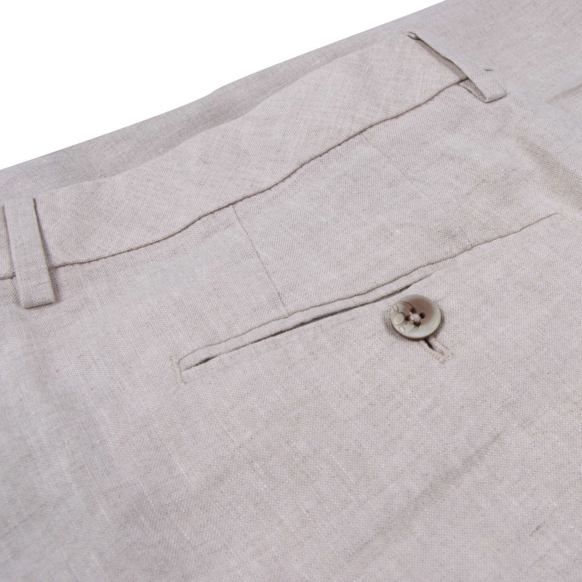 Beige Linen Regular Fit Trousers  Robert Old   