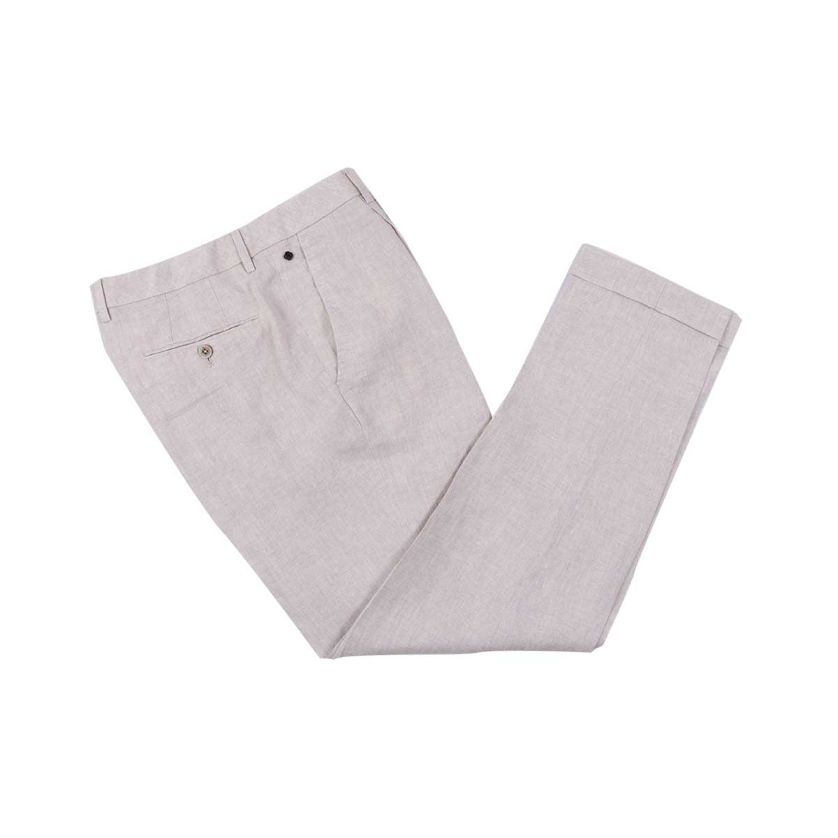 Beige Linen Regular Fit Trousers  Robert Old   