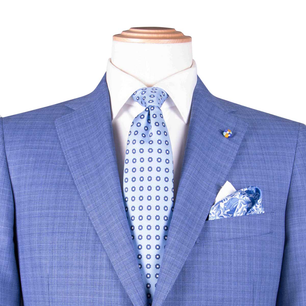 Light-Blue Check Summer Wool Suit SUITS Belvest   