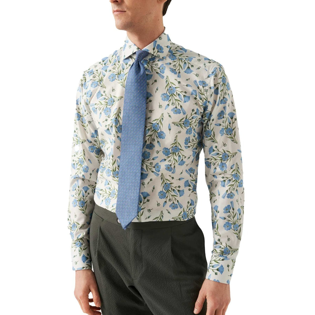 Floral Print Signature Cotton Twill Shirt  Eton   