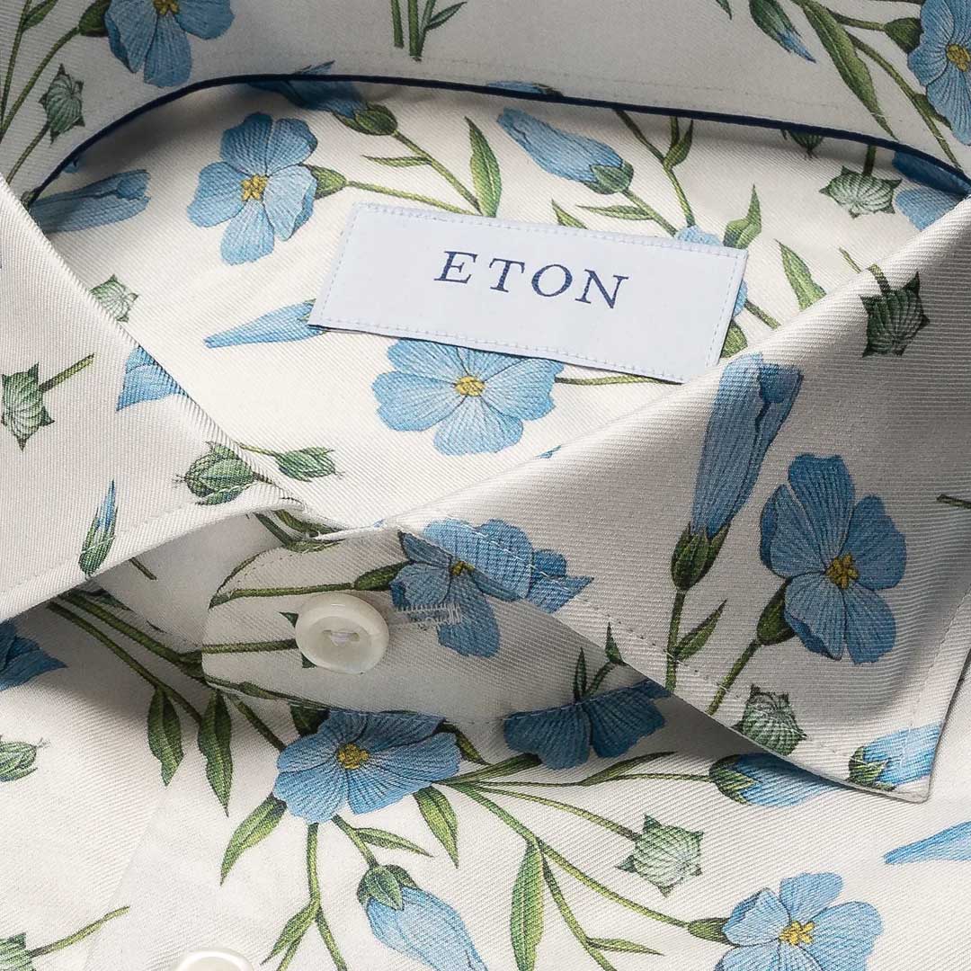 Floral Print Signature Cotton Twill Shirt  Eton   