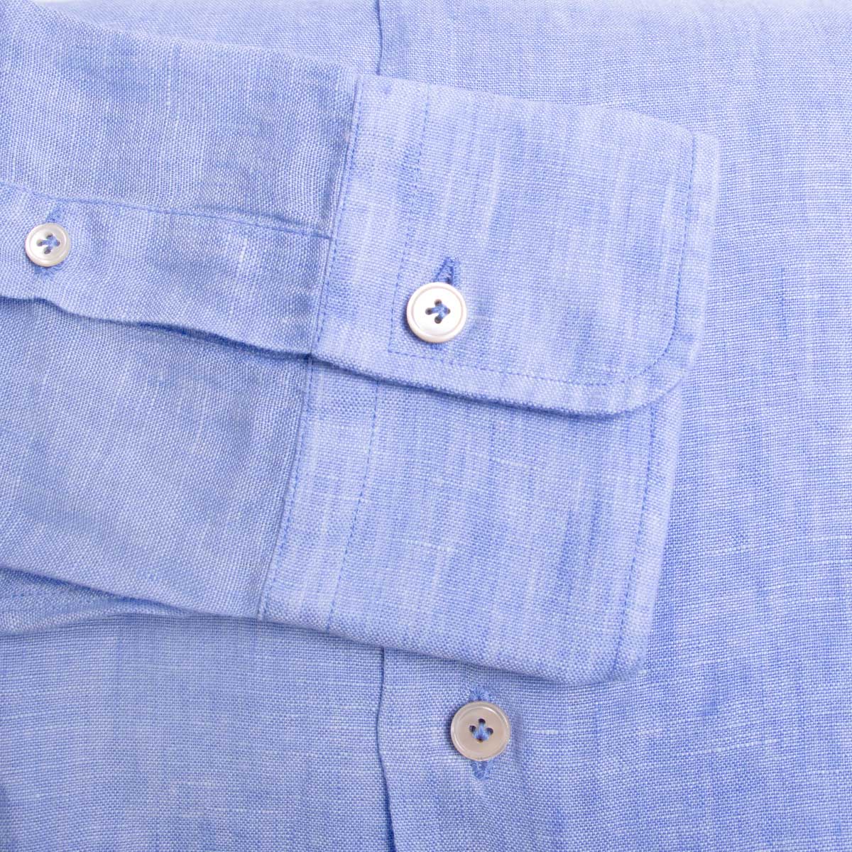 Light Blue Italian Linen Long Sleeve Shirt L/S SHIRTS Robert Old   