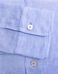 Light Blue Italian Linen Long Sleeve Shirt L/S SHIRTS Robert Old   