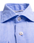 Light Blue Italian Linen Long Sleeve Shirt L/S SHIRTS Robert Old   