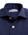 Navy Piqué Long Sleeve Shirt L/S SHIRTS Robert Old   