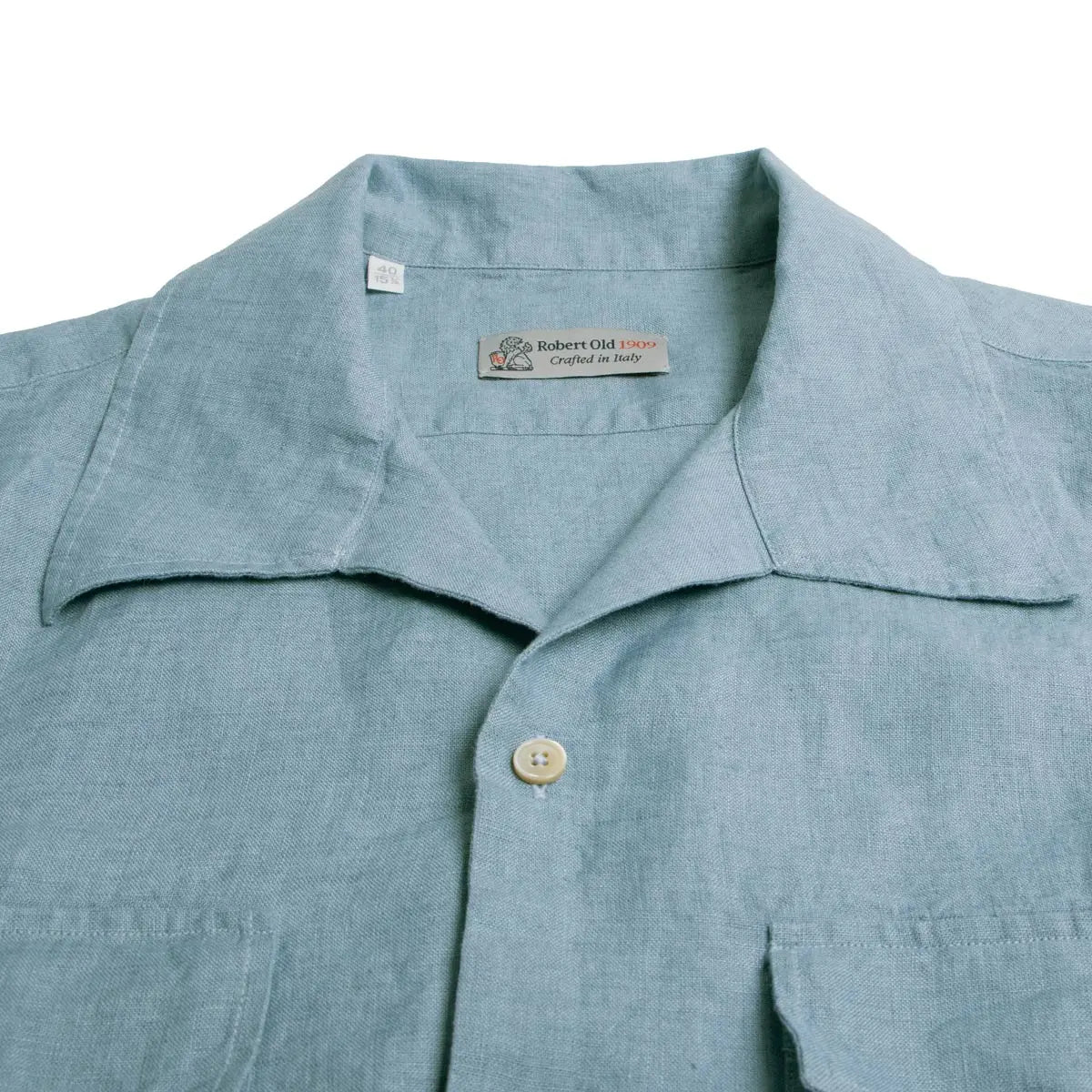 Light Blue Italian Linen Short Sleeve Shirt S/S SHIRTS Robert Old   