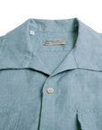 Light Blue Italian Linen Short Sleeve Shirt S/S SHIRTS Robert Old   