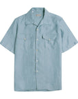 Light Blue Italian Linen Short Sleeve Shirt S/S SHIRTS Robert Old   