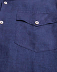 Navy Linen Italian Short Sleeve Shirt S/S SHIRTS Robert Old   