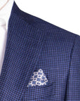 Navy Houndstooth Wool, Silk and Linen Jacket JACKETS Robert Old   