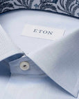 Light Blue Floral Trim Signature Twill Slim Fit Shirt Eton