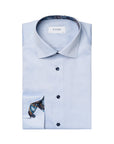 Light Blue Floral Trim Signature Twill Slim Fit Shirt