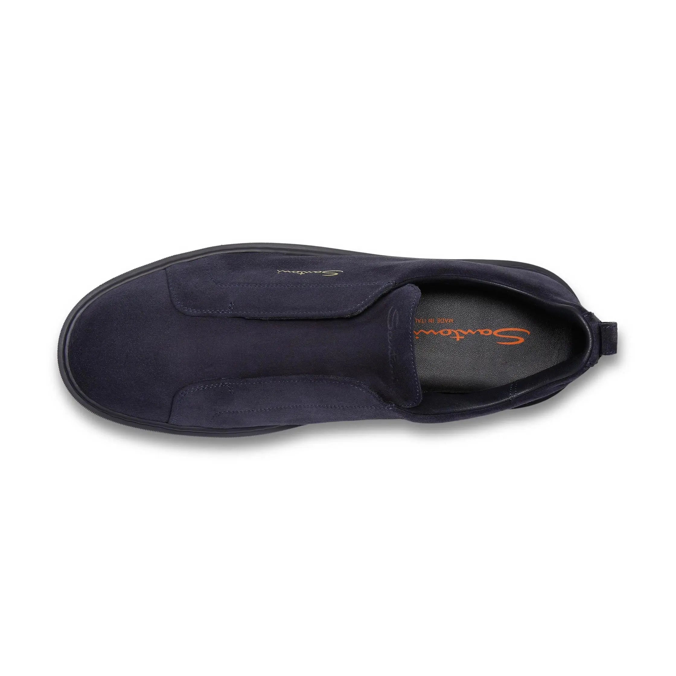 Navy Tumbled Leather Slip-on Sneaker SHOES Santoni   