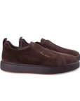 Dark Brown Tumbled Leather Slip-on Sneaker SHOES Santoni   