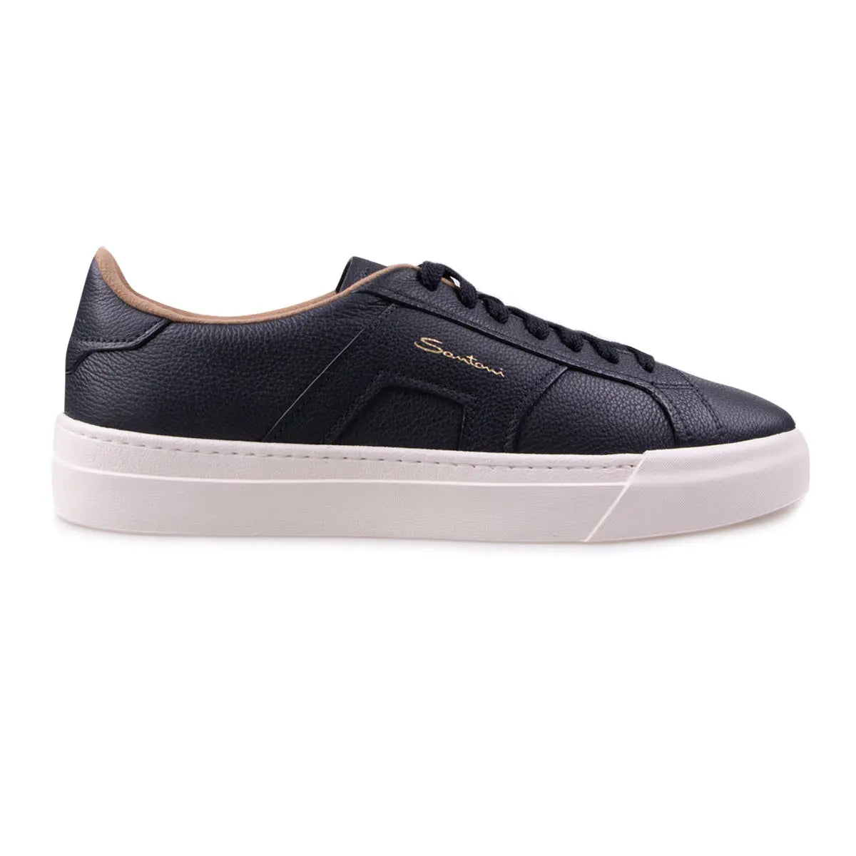 Navy Double Buckle Tumbled Leather Sneaker Robert Old & Co