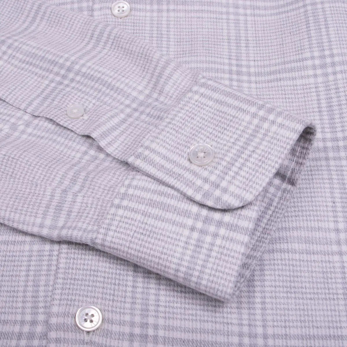 Grey Check Alberto Slim Fit Brushed Cotton Long Sleeve Shirt FEDELI