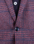 Navy & Red Check Wool, Silk & Cashmere Jacket