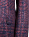 Navy & Red Check Wool, Silk & Cashmere Jacket