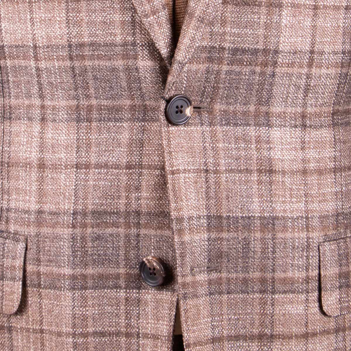 Brown Check Wool, Silk, &amp; Cashmere Jacket