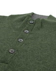 Moss Green Wool & Cashmere Button Neck Sweater