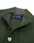 Moss Green Wool & Cashmere Button Neck Sweater