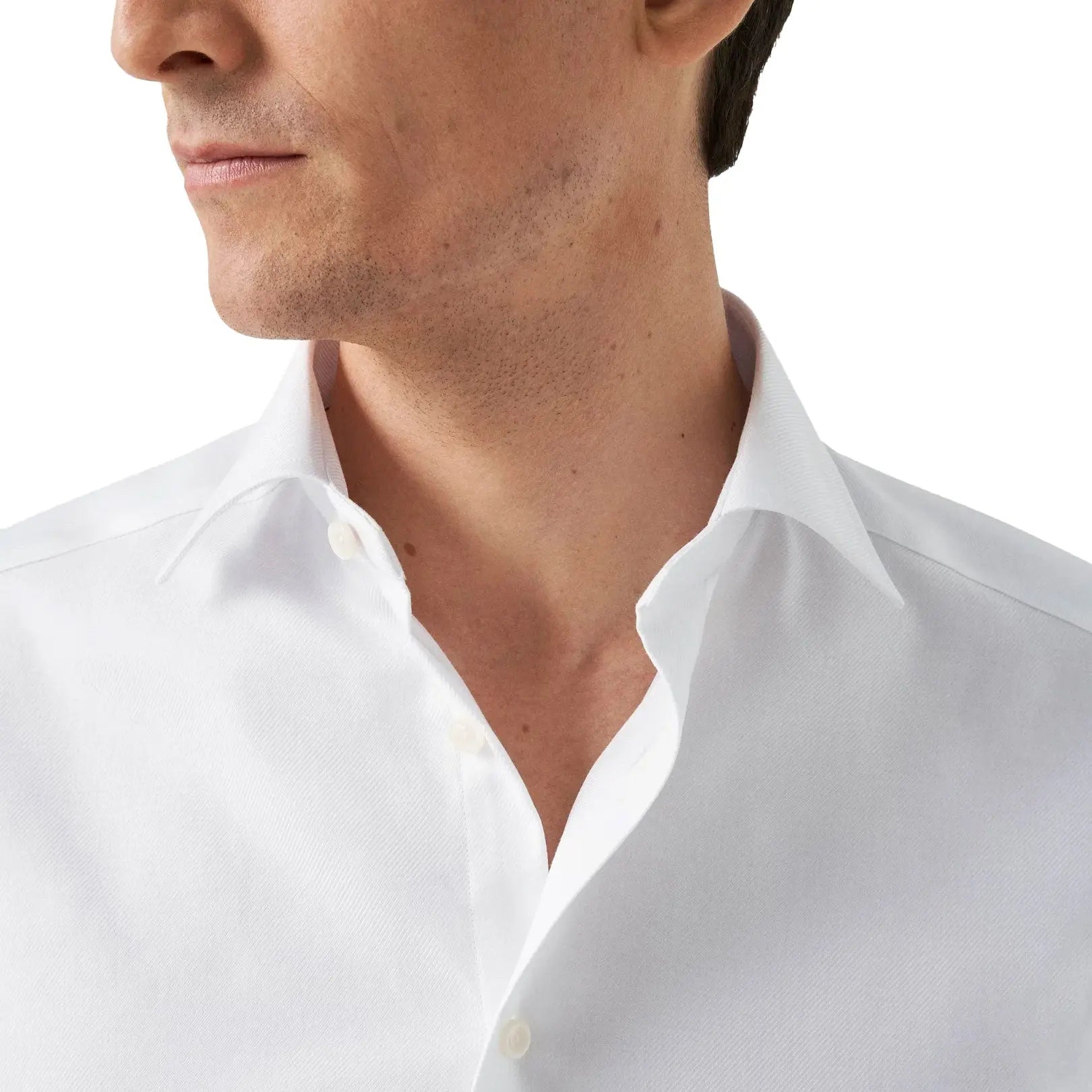 White Textured Twill Contemporary Fit Shirt  Eton   