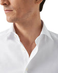 White Textured Twill Contemporary Fit Shirt  Eton   